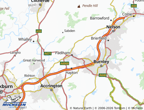 Carte MICHELIN Padiham - ViaMichelin