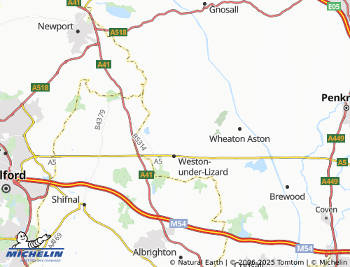 MICHELIN Blymhill and Weston-under-Lizard map - ViaMichelin