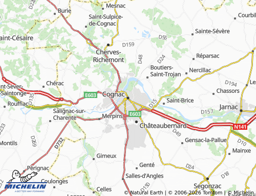 Mapa MICHELIN Cognac - ViaMichelin