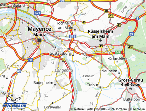 MICHELIN Ginsheim-Gustavsburg map - ViaMichelin