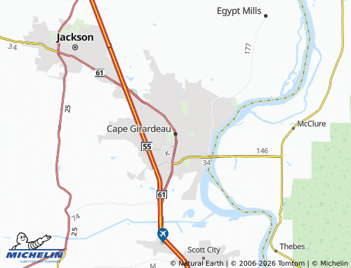 Mapa MICHELIN Cape Girardeau - ViaMichelin