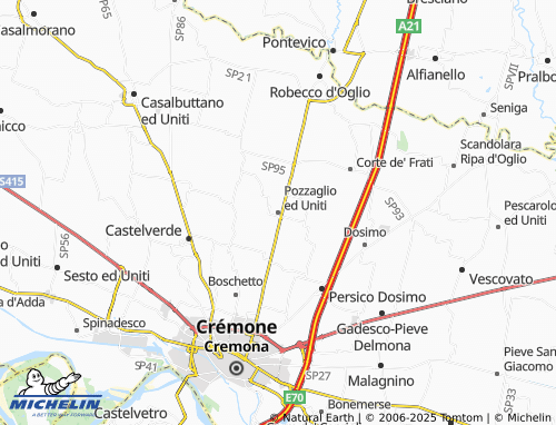 MICHELIN Pozzaglio ed Uniti map - ViaMichelin