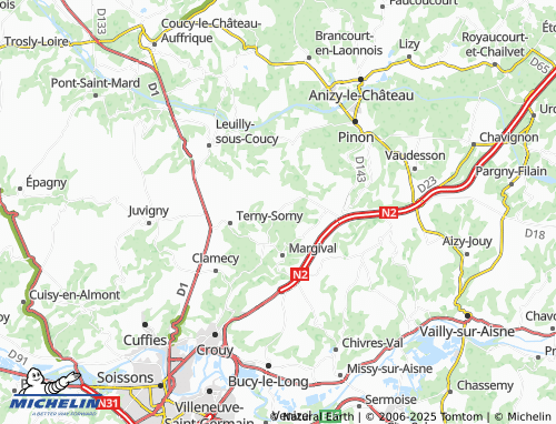 Carte MICHELIN Neuville-sur-Margival - ViaMichelin