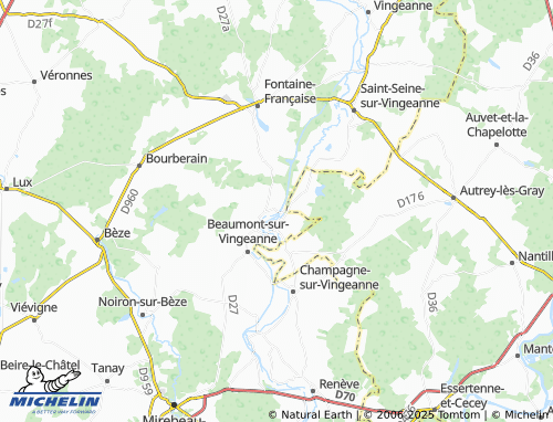 Carte MICHELIN Licey-sur-Vingeanne - ViaMichelin
