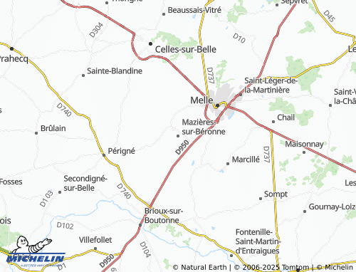 MICHELIN Mazières-sur-Béronne map - ViaMichelin