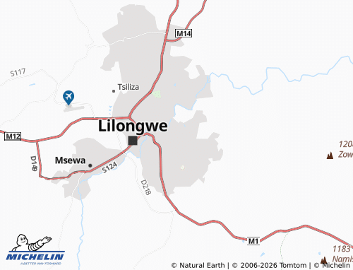 MICHELIN Lilongwe Area 7 map - ViaMichelin