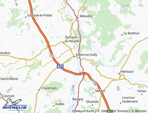 Carte MICHELIN Vallon-en-Sully - ViaMichelin
