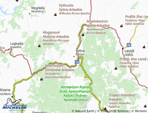 MICHELIN Vytina map - ViaMichelin