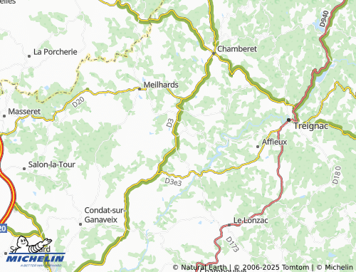 MICHELIN-Landkarte Rilhac-Treignac - ViaMichelin