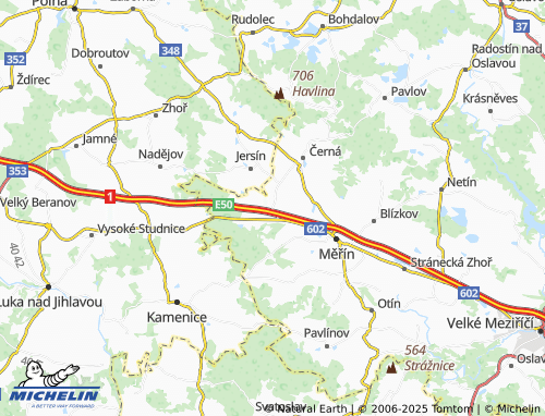 Kaart MICHELIN Meziříčko - ViaMichelin