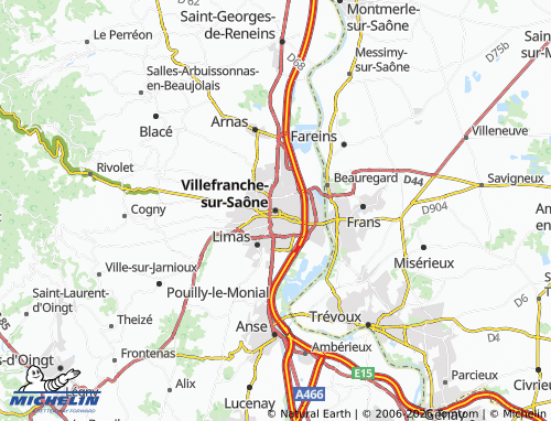 MICHELIN-Landkarte Villefranche-sur-Saône - ViaMichelin