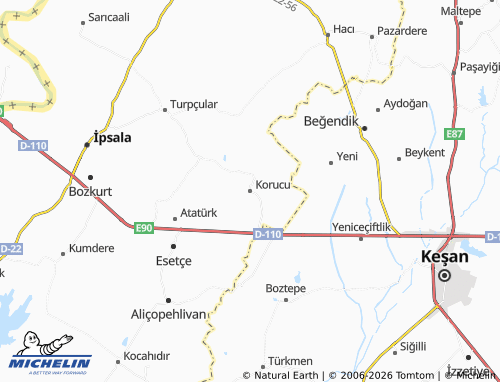Kaart MICHELIN Korucu - ViaMichelin