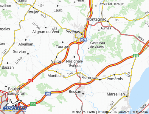 Mapa MICHELIN Nézignan-l'Évêque - ViaMichelin