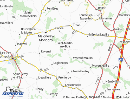 MICHELIN Saint-Martin-aux-Bois map - ViaMichelin