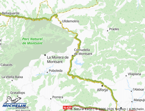 MICHELIN-Landkarte Cornudella de Montsant - ViaMichelin