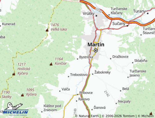 Kaart MICHELIN Bystrička - ViaMichelin