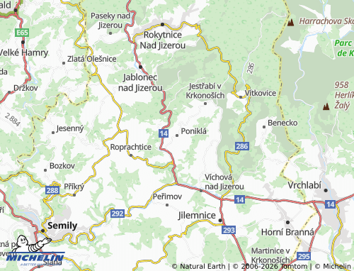 MICHELIN Poniklá map - ViaMichelin