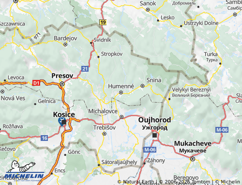 Mapa MICHELIN Humenné - ViaMichelin