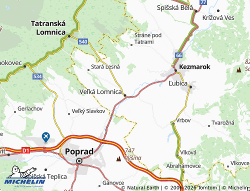 MICHELIN-Landkarte Veľká Lomnica - ViaMichelin