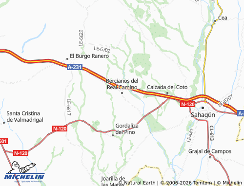 Mapa MICHELIN Bercianos del Real Camino - ViaMichelin