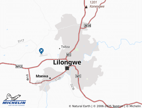 MICHELIN Lilongwe Area 15 map - ViaMichelin
