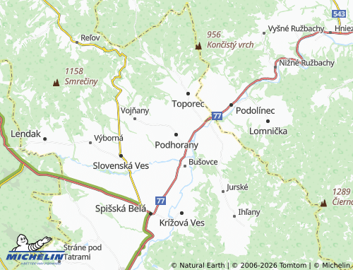 Kaart MICHELIN Podhorany - ViaMichelin