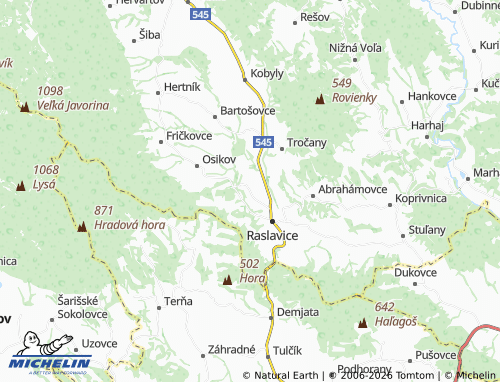 MICHELIN-Landkarte Vaniškovce - ViaMichelin