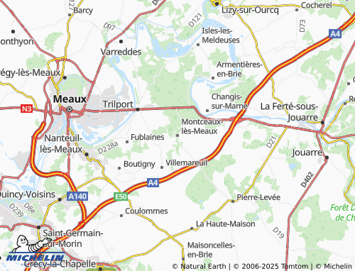 MICHELIN Montceaux-Lès-Meaux map - ViaMichelin