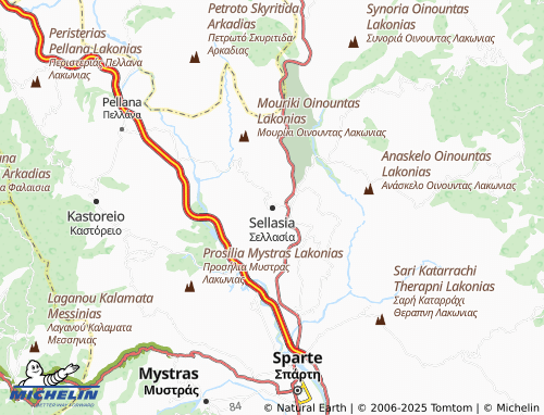 MICHELIN Sellasia map - ViaMichelin
