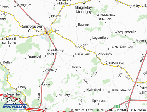 Mapa MICHELIN Lieuvillers - ViaMichelin