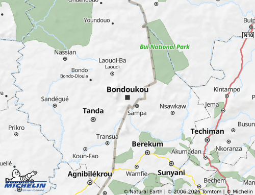 Kaart MICHELIN Bondoukou - ViaMichelin