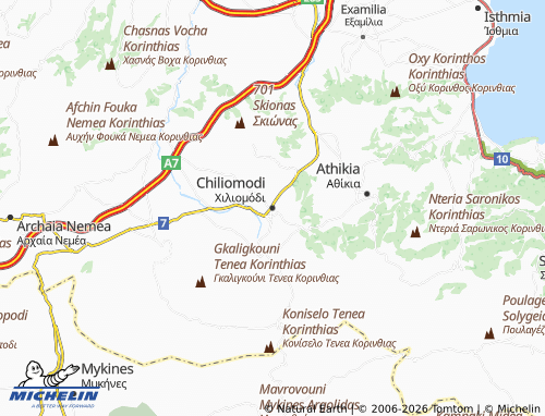 MICHELIN Chiliomodi map - ViaMichelin