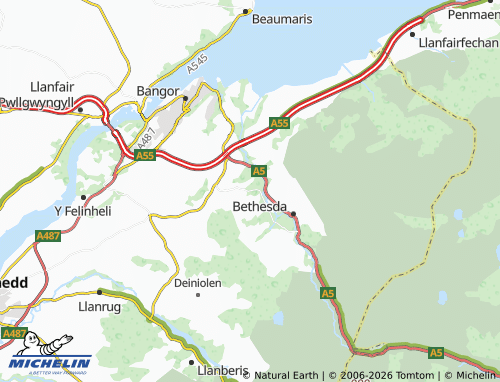 Mappa MICHELIN Tregarth - ViaMichelin