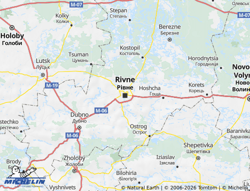 Carte MICHELIN Oblast de Rivne - ViaMichelin