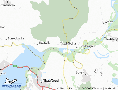 MICHELIN Tiszabábolna map - ViaMichelin