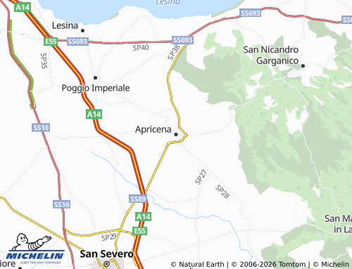 MICHELIN Apricena map - ViaMichelin