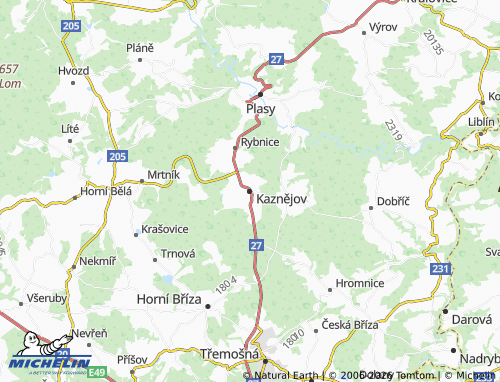 Mapa MICHELIN Kaznějov - ViaMichelin