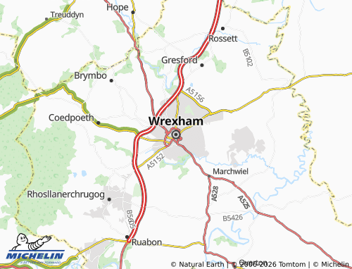 Carte MICHELIN Wrexham - ViaMichelin