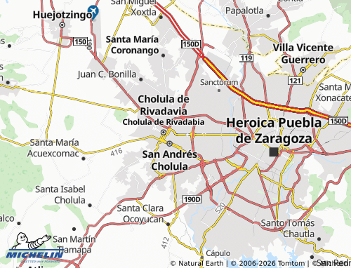 Kaart MICHELIN Cholula de Rivadavia - ViaMichelin