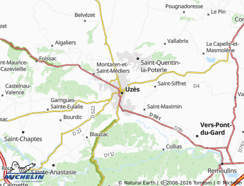 MICHELIN Uzès map - ViaMichelin
