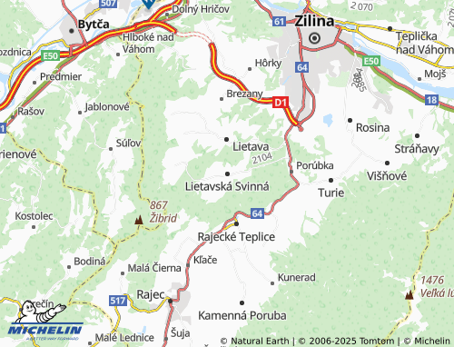 MICHELIN Lietavská Svinná-Babkov map - ViaMichelin