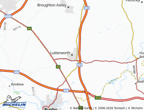 Carte MICHELIN Lutterworth - ViaMichelin