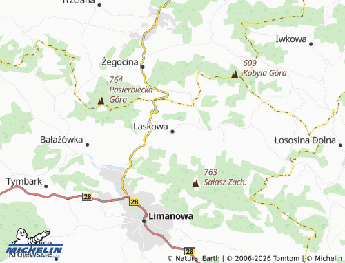 MICHELIN Laskowa map - ViaMichelin