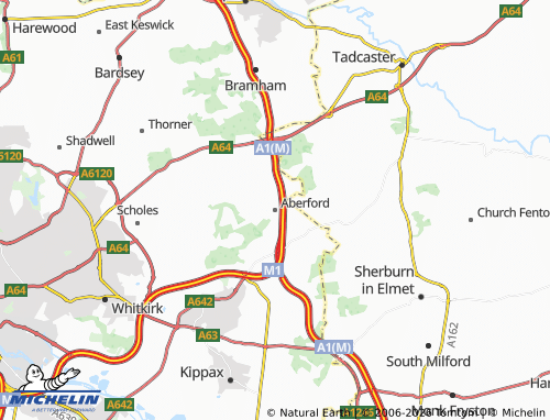 Carte MICHELIN Aberford - ViaMichelin