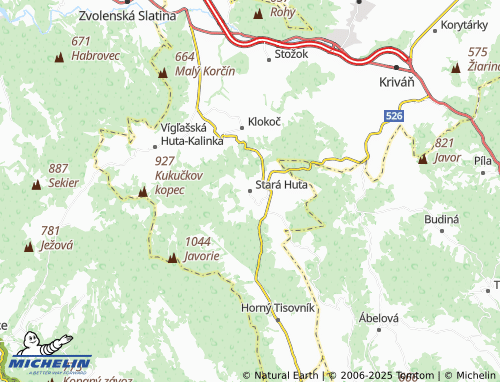 MICHELIN Stará Huta map - ViaMichelin