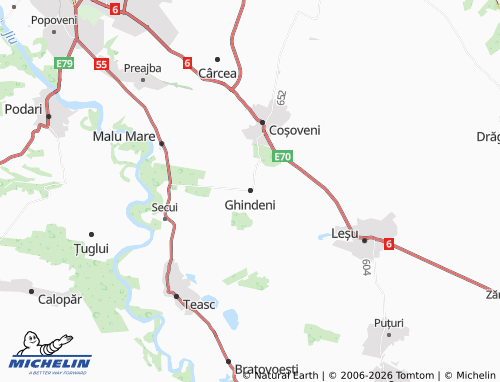 Mappa MICHELIN Ghindeni - ViaMichelin