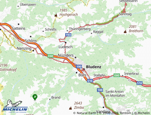 Mappa MICHELIN Nüziders - ViaMichelin
