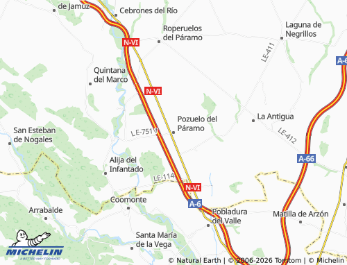 MICHELIN Pozuelo del Páramo map - ViaMichelin