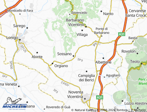 Mappa MICHELIN Sossano - ViaMichelin