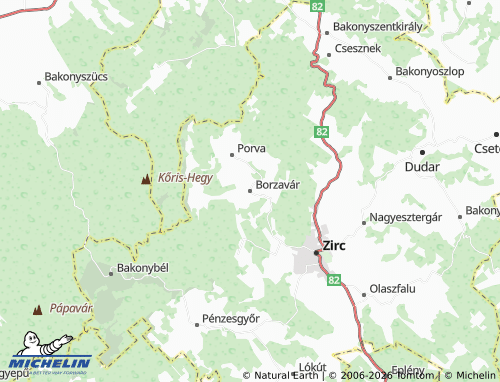 MICHELIN-Landkarte Borzavár - ViaMichelin